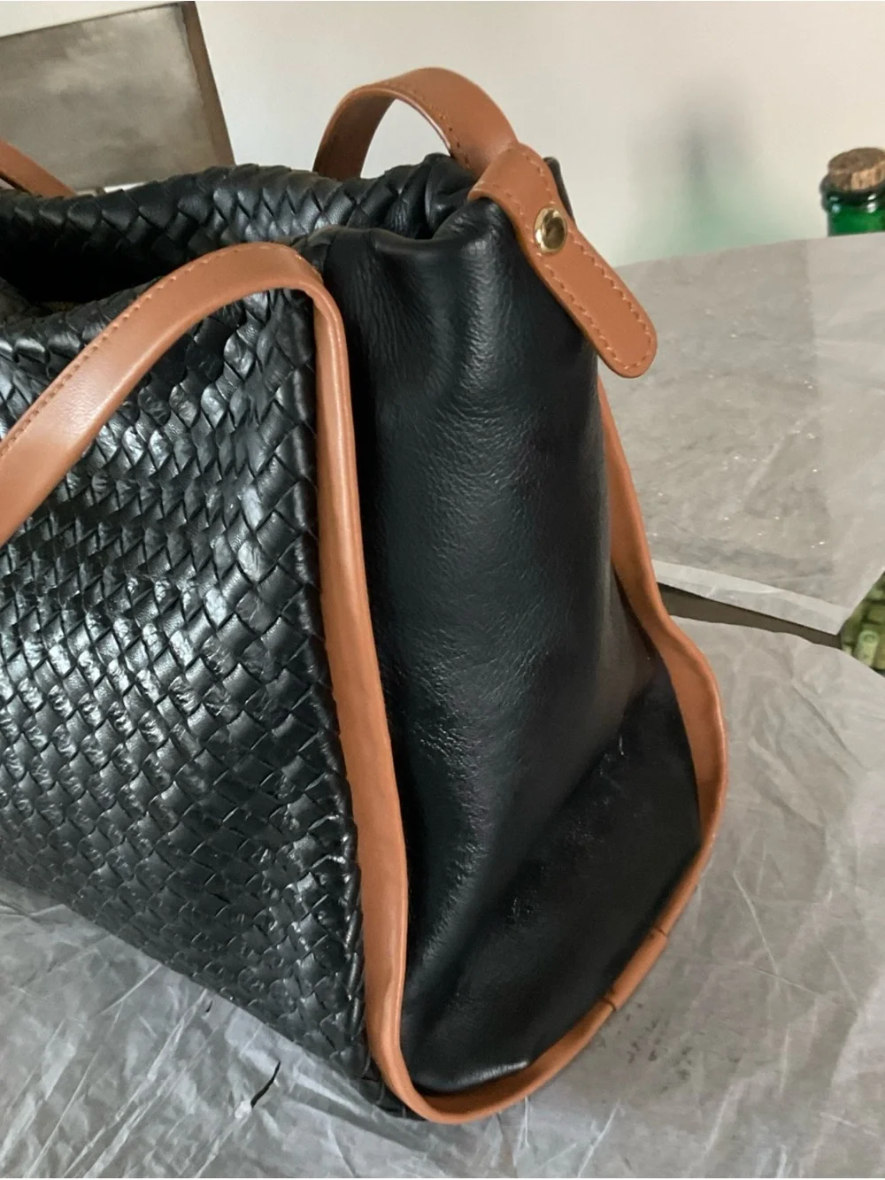 Giorgio Milani Italian Black Woven Leather Purse Bag   Beautiful Leather